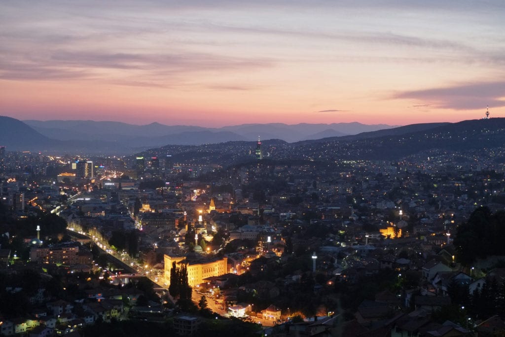 Wieczorny widok na Sarajewo